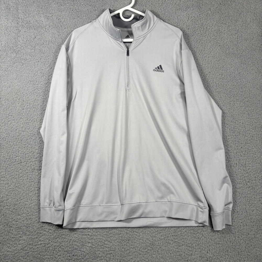 Adidas Pullover Men XL Gray Golf 1/4 Zip Long Sleeve Performance Stretch